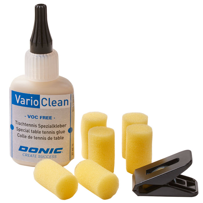 Donic Vario Clean Belagkleber mit Clip + Schwämmen